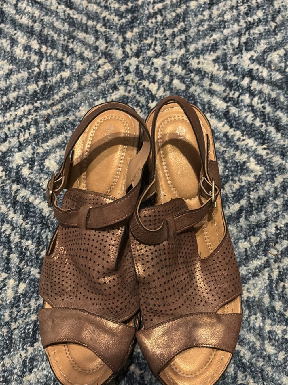 Women's Gold Perforated Slingback Sandals size 38 - size 7.5